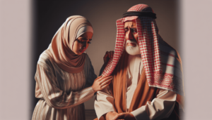 أريد-صورة-أمرأة-تقف-بجانب-أبيها-العجوز-و-هي-تذرف